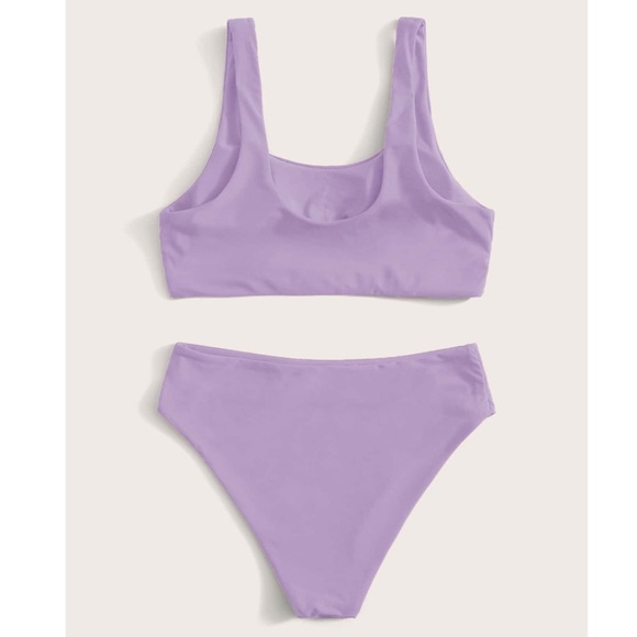 Cut Out High Waisted Purple Bikini - Picture 2 of 4